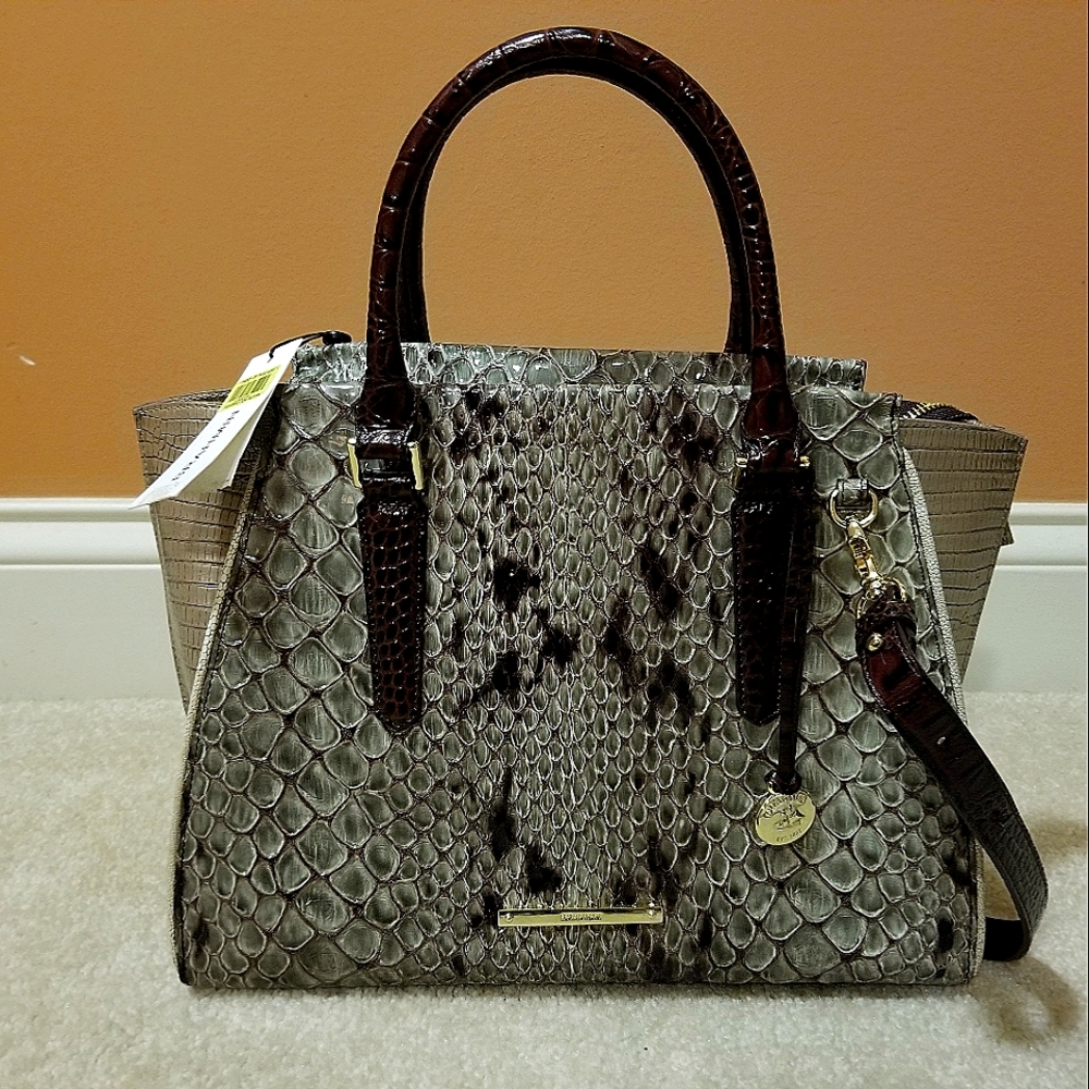 Brahmin Priscilla Stone Carlisle Leather Satchel